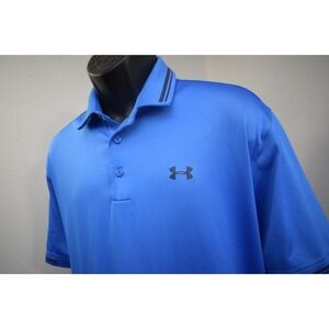 Under Armour Golf ColdBlack Golf Polo Blue HeatGear Loose Short Sleeve Mens XL
